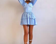 Комплект: сукня з подвійною спідницею + корсет, декорований стразами    | PUSHKA SHOP