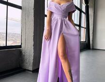 Сукня максі  з відкритими плечима та розрізом на спідниці Сукня максі  з відкритими плечима та розрізом на спідниці | PUSHKA SHOP