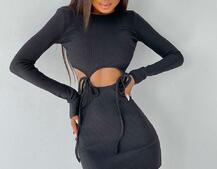 Трикотажное облегающее платье с завязками Трикотажное облегающее платье с завязками | PUSHKA SHOP