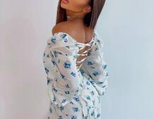 Сукня -міді зі шнурівкою на спинці та розрізом на ніжці | PUSHKA SHOP