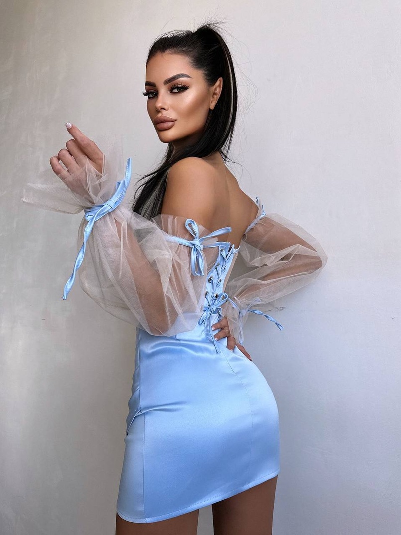 Атласний  комплект: корсет + спідниця  | PUSHKA SHOP