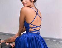 Шовкова сукня з пишною спідницею та шнурівкою на спинці | PUSHKA SHOP