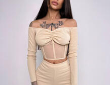Комплект : штани кльош і топ з елементами корсету  | PUSHKA SHOP