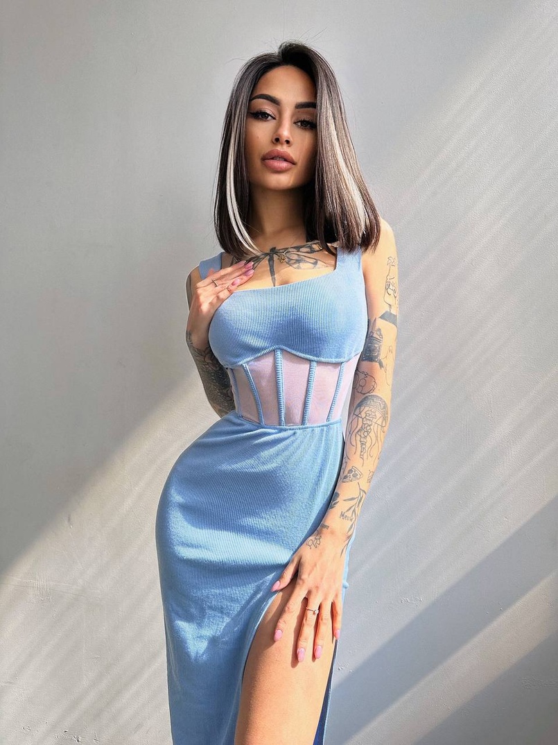 Сукня-міді  з елементами корсету   | PUSHKA SHOP