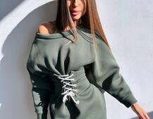 Тепле затишне худі over-size на флісі + корсет на шнурівці Можна носити з корсетом та без | PUSHKA SHOP