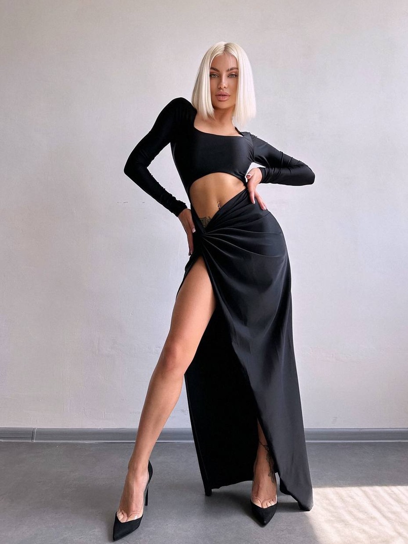 Сукня міді з драпіруванням . | PUSHKA SHOP