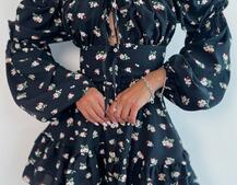 Сукня з квітковим принтом з воланами на ґудзиках Сукня з квітковим принтом з воланами на ґудзиках | PUSHKA SHOP