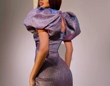 Блестящее платье с объемными рукавами Блестящее платье с объемными рукавами | PUSHKA SHOP