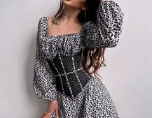 Сукня міні в квітковий принт + прозорий корсет Сукня міні в квітковий принт + прозорий корсет | PUSHKA SHOP