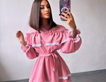 Сукня декорована мереживом | PUSHKA SHOP