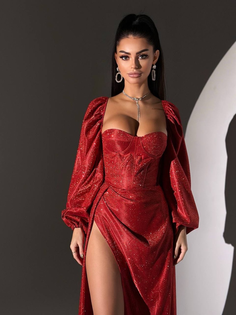 Сяючий комплект: корсет  + спідниця  максі з драпіруванням | PUSHKA SHOP