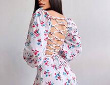 Сукня зі шнурівкою по спинці та розрізом на спідниці Сукня зі шнурівкою по спинці та розрізом на спідниці | PUSHKA SHOP