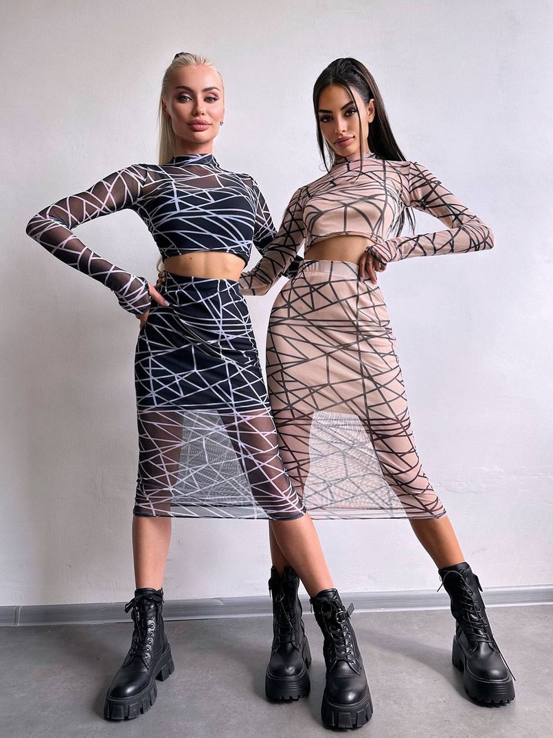 Комплект: топ + спідниця міді   Комплект: топ + спідниця міді   | PUSHKA SHOP