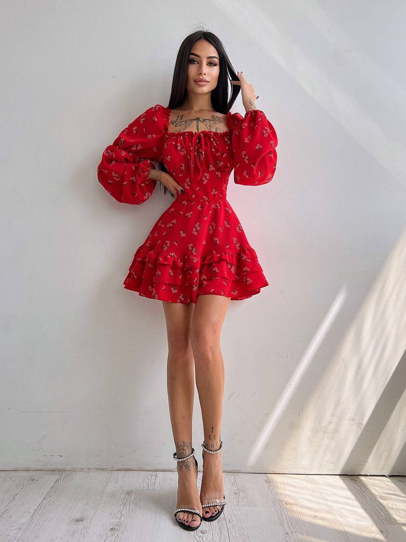 Квіткова сукня з воланами та шнуровкою по спинці Квіткова сукня з воланами та шнуровкою по спинці | PUSHKA SHOP