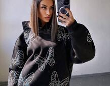 Трендове худі over size із сяючими стразами  Трендове худі over size із сяючими стразами  | PUSHKA SHOP