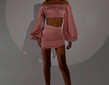 Атласний комплект, декорований стразами Ручна робота, прикраса пришита  | PUSHKA SHOP