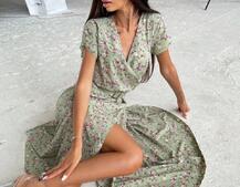 Цветочное платье-миди с широким поясом Цветочное платье-миди с широким поясом | PUSHKA SHOP