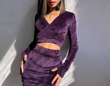 Оксамитовий комплект, декорований бахромою зі страз Оксамитовий комплект, декорований бахромою зі страз | PUSHKA SHOP