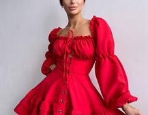 Сукня з воланами на ґудзиках  | PUSHKA SHOP