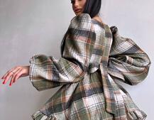 Сукня з подвійною спідницею та обʼємними рукавами у клітинку Сукня з подвійною спідницею та обʼємними рукавами у клітинку | PUSHKA SHOP