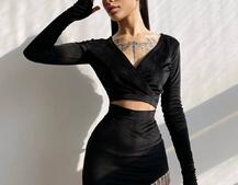 Оксамитовий комплект, декорований бахромою зі страз | PUSHKA SHOP