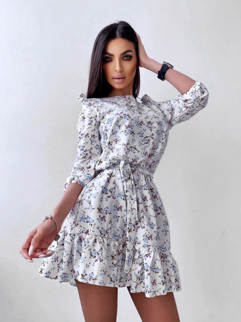 Милое цветочное платье с оборками Милое цветочное платье с оборками | PUSHKA SHOP