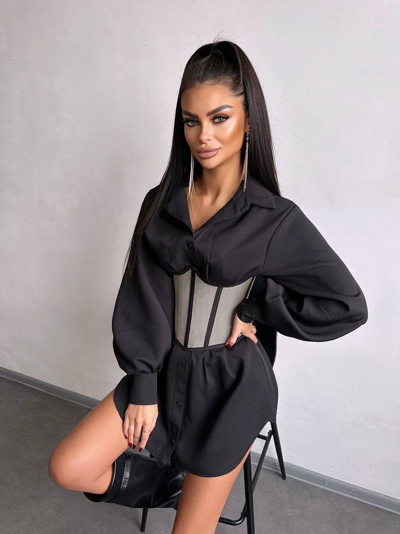 Приталена сорочка + корсет  | PUSHKA SHOP