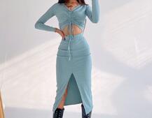 Комплект: топ+ юбка миди с разрезом Комплект: топ+ юбка миди с разрезом | PUSHKA SHOP