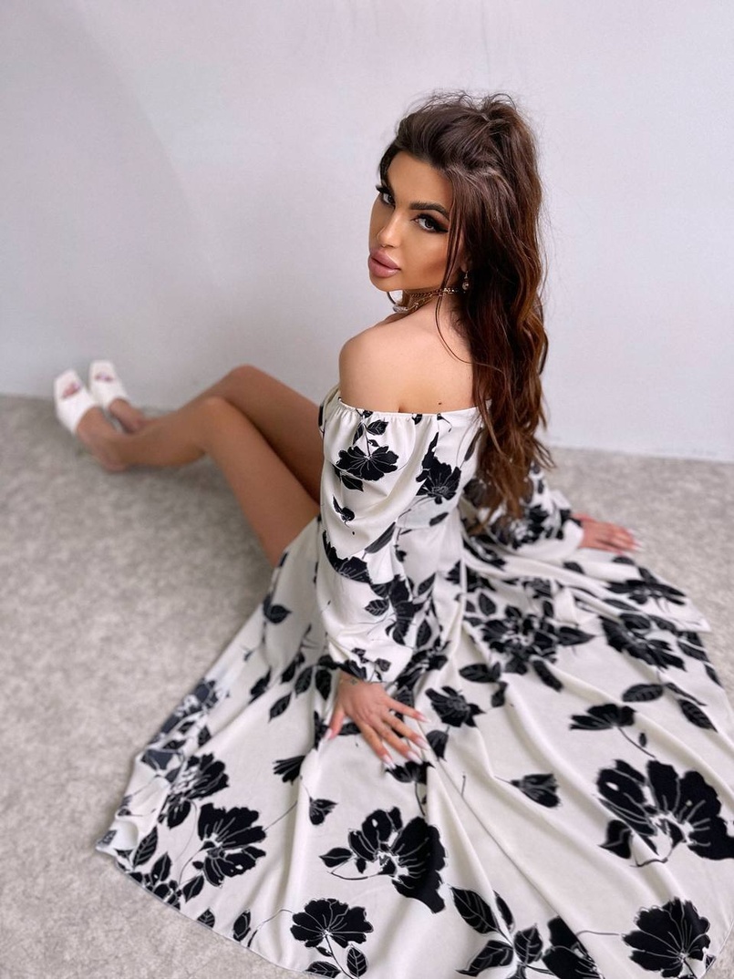 Сукня міді з квітковим принтом  | PUSHKA SHOP