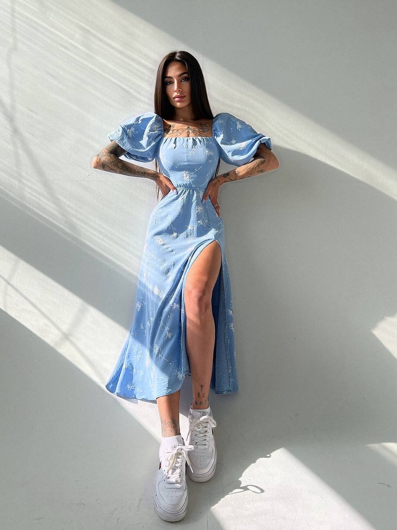 Платье миди со шнуровкой на спинке  | PUSHKA SHOP