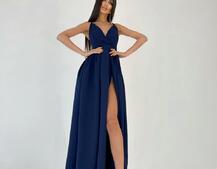 Платье макси с разрезом на юбке и запахом на груди   | PUSHKA SHOP