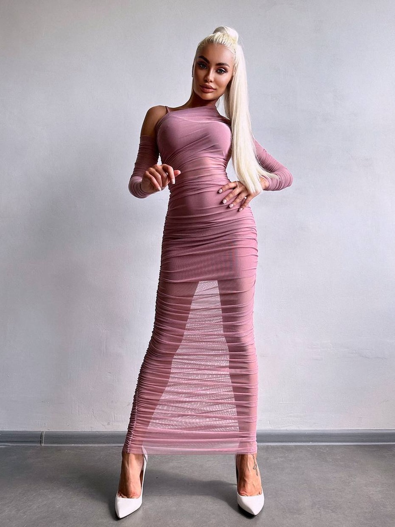 Сукня міді з драпіруванням   | PUSHKA SHOP