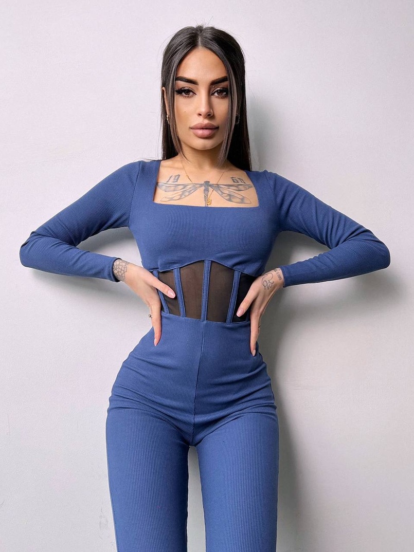 Облягаючий трикотажний комбінезон з елементами корсету  Облягаючий трикотажний комбінезон з елементами корсету  | PUSHKA SHOP