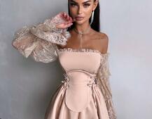 Сукня з корсетом декорована мереживом  | PUSHKA SHOP