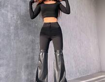 Штани-кльош  з металевими застібками   | PUSHKA SHOP