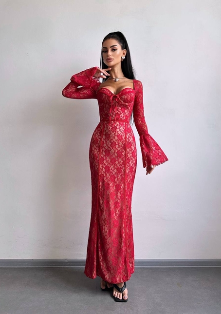 Мереживна сукня максі з чашечками    | PUSHKA SHOP