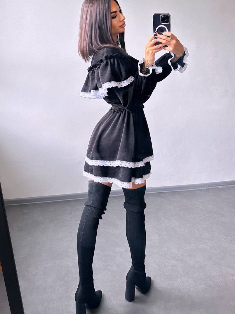 Сукня декорована мереживом | PUSHKA SHOP