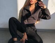 Комплект на флісі : худі з елементами корсету + штани  | PUSHKA SHOP