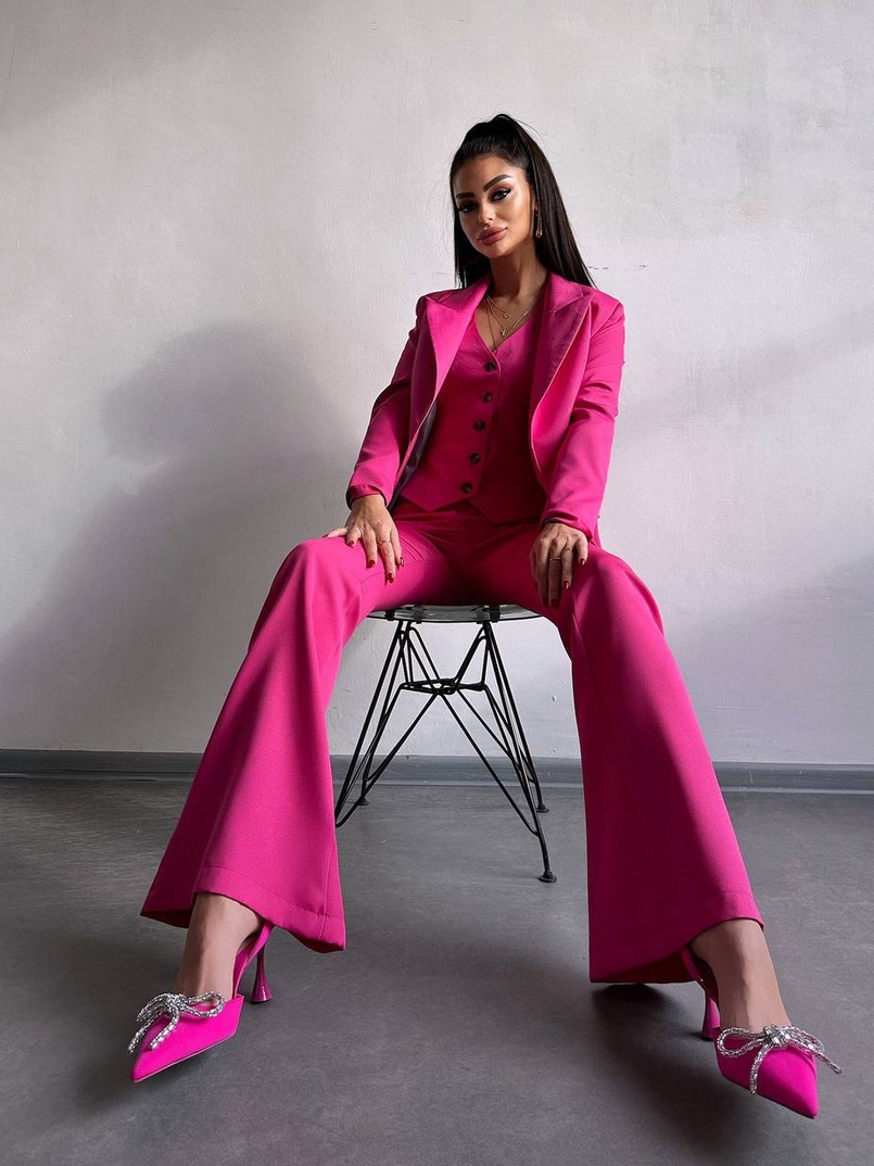 Костюм: піджак на підкладці, штани кльош+ жилет  | PUSHKA SHOP