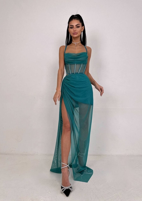 Комплект: корсет декорований стразами + спідниця максі  | PUSHKA SHOP