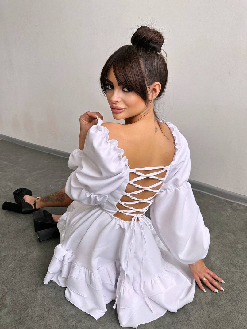 Сукня з воланами та шнурівкою  по спинці | PUSHKA SHOP