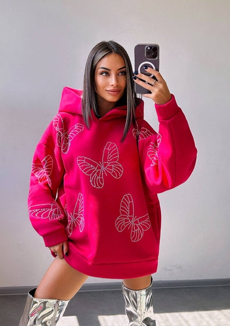 Трендове худі over size із сяючими стразами  | PUSHKA SHOP