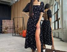 Платье миди со шнуровкой на спинке  | PUSHKA SHOP