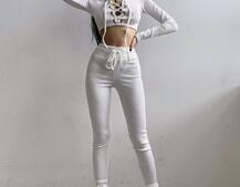 Трикотажный комплект: топ со шнуровкой + леггинсы Трикотажный комплект: топ со шнуровкой + леггинсы | PUSHKA SHOP