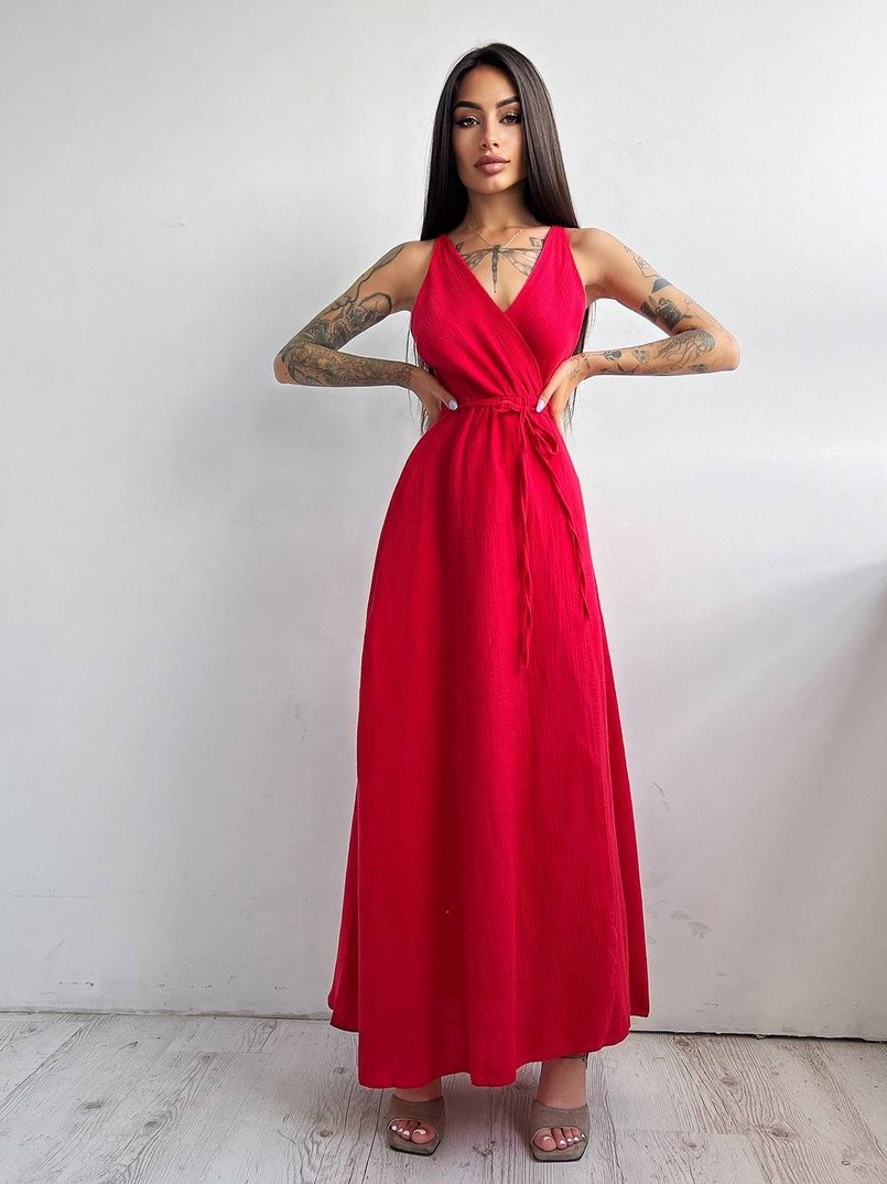 Муслиновое платье с запахом  | PUSHKA SHOP