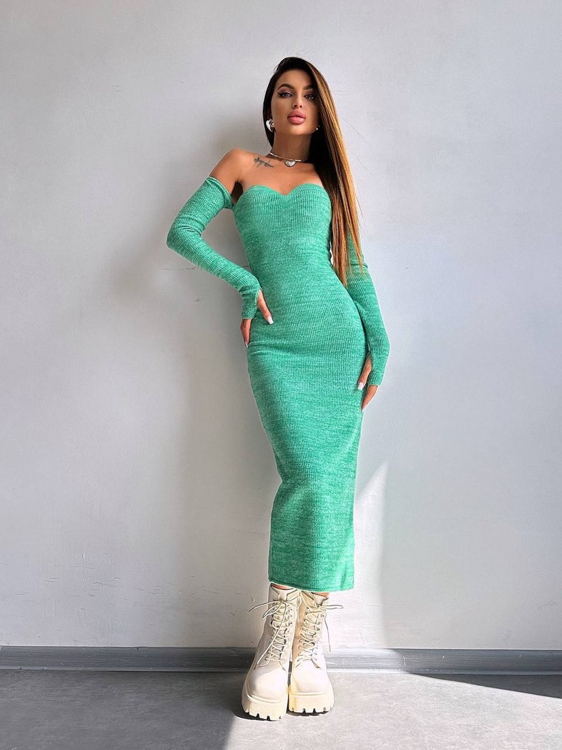 Трикотажна сукня міді  з чашечками  | PUSHKA SHOP