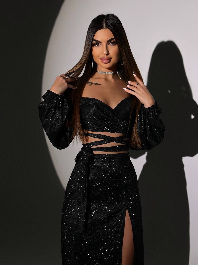 Сяючий комплект: топ  + спідниця  Сяючий комплект: топ  + спідниця  | PUSHKA SHOP