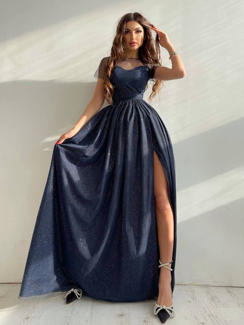 Платье-макси из сетки   с блестками  | PUSHKA SHOP