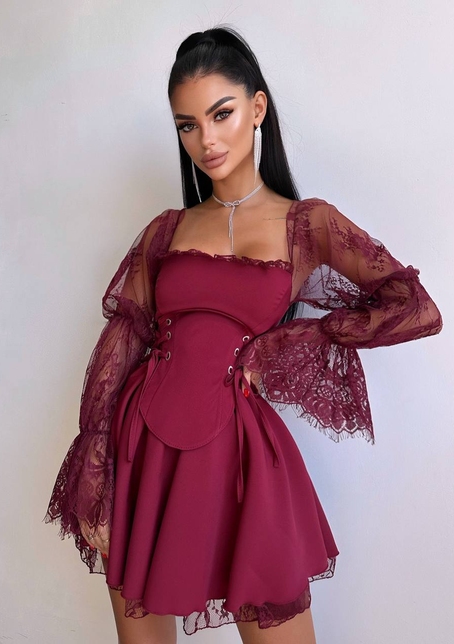 Сукня з корсетом декорована мереживом  Сукня з корсетом декорована мереживом  | PUSHKA SHOP