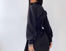 Платье-рубашка с корсетом на косточках со шнуровкой | PUSHKA SHOP